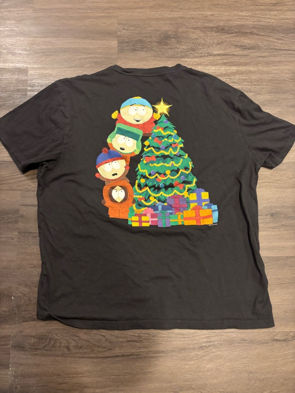 Hollister Black mens Tee with Colorful Holiday Cartoon Tree